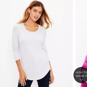 Loft Ribbed Long Sleeve Scoop Neck Tee